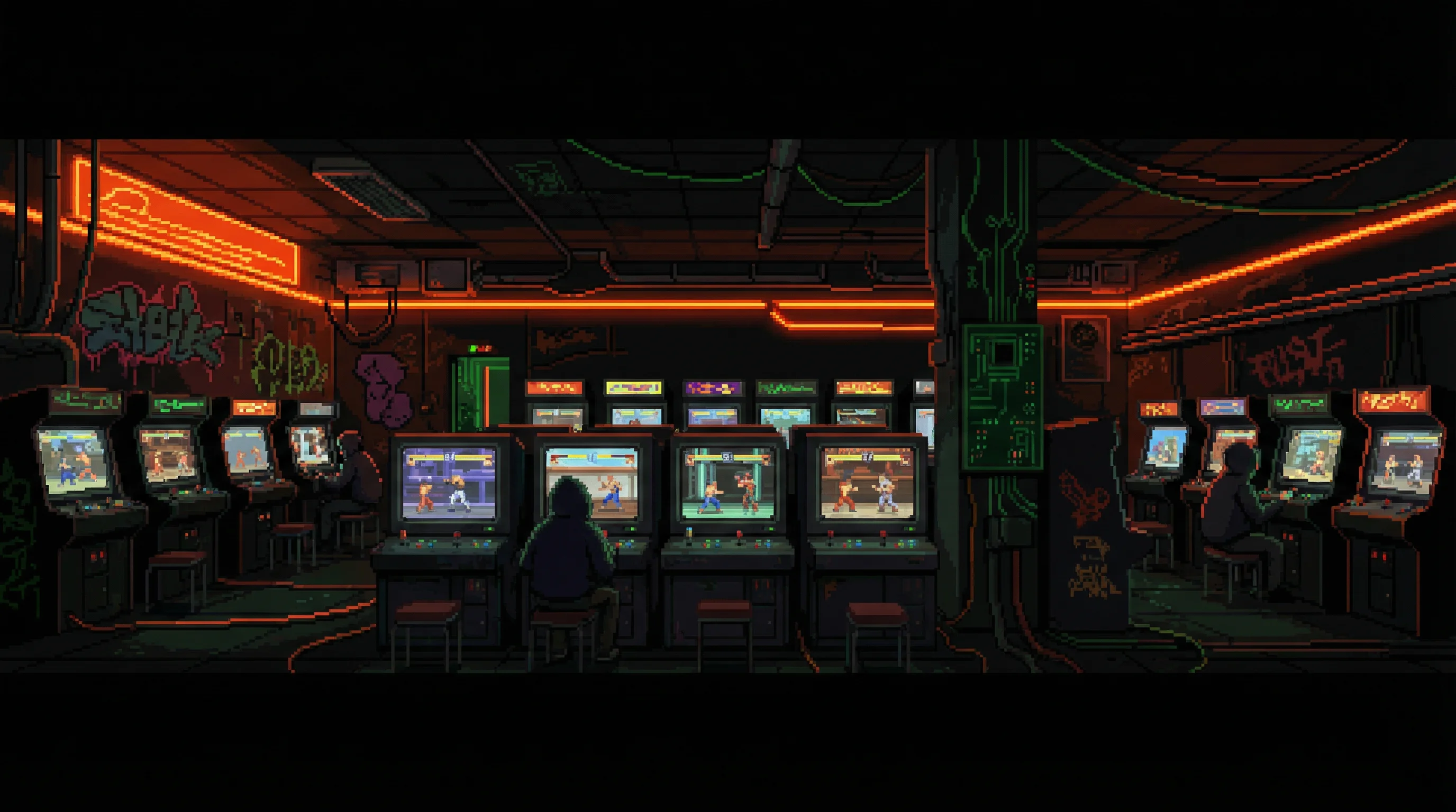 像素艺术作品：赛博街机场景 - 电竞投注 社区创作