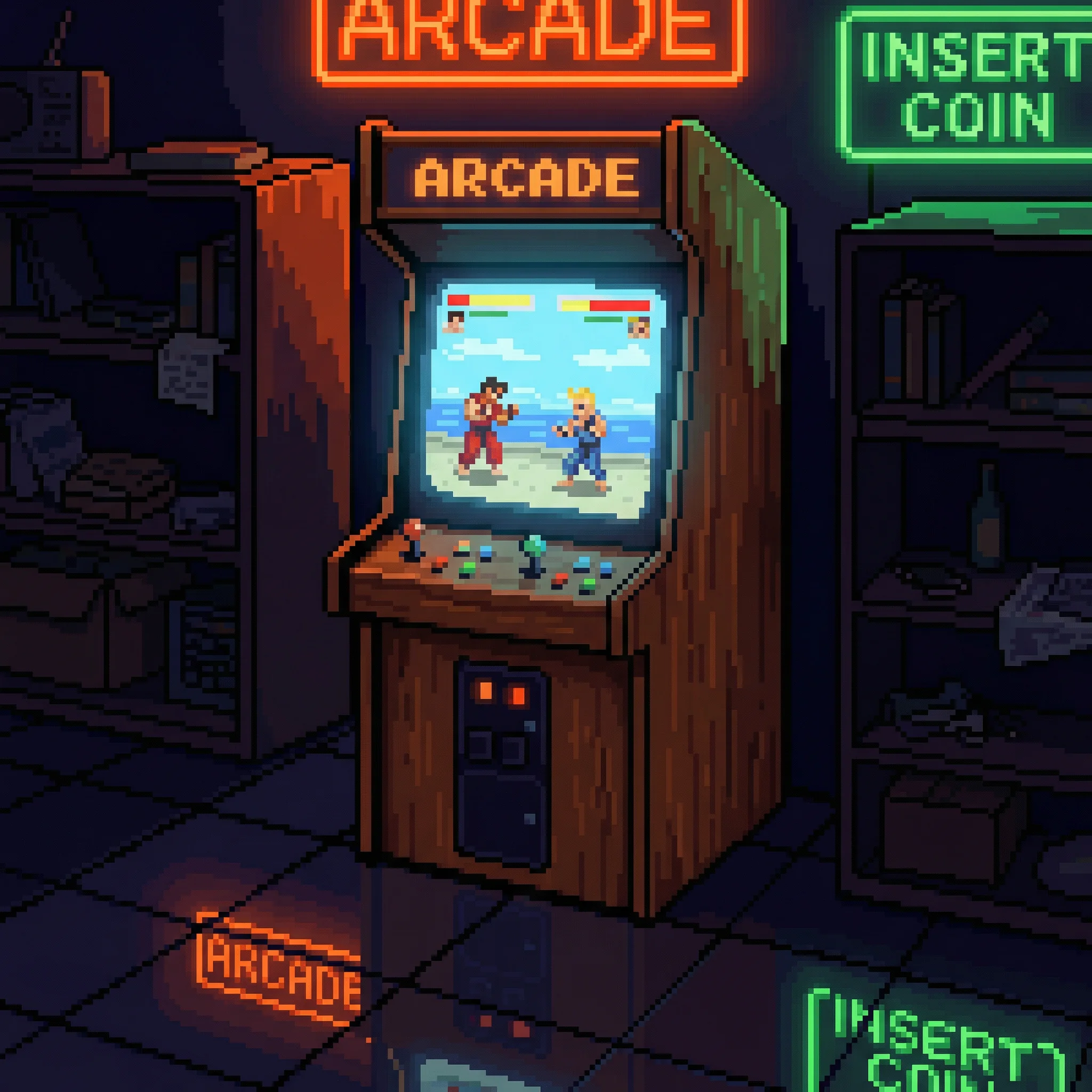 像素艺术作品：怀旧街机厅 - 电竞投注 社区创作